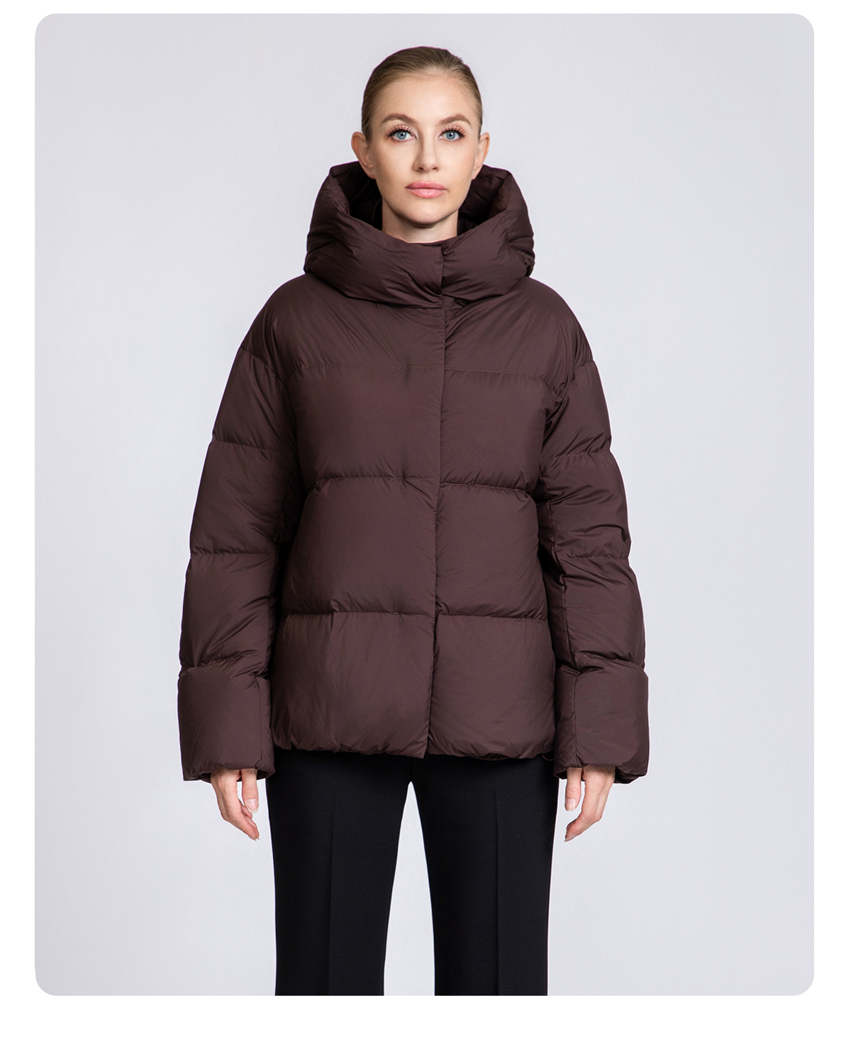 Women's Minimalist Short Hooded 90% Duck Down Jacket for Women