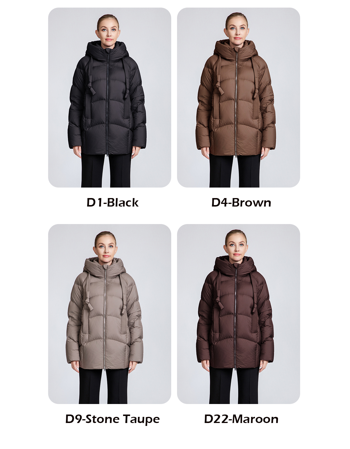 Women's winter 90% duck down short hooded down jacket