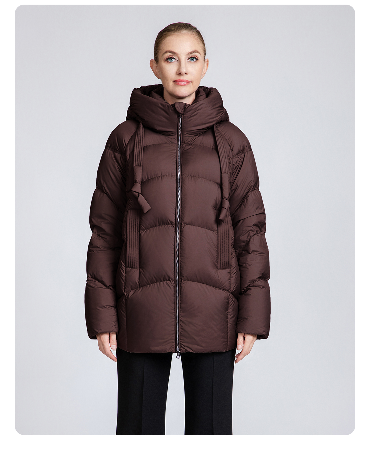 Women's winter 90% duck down short hooded down jacket