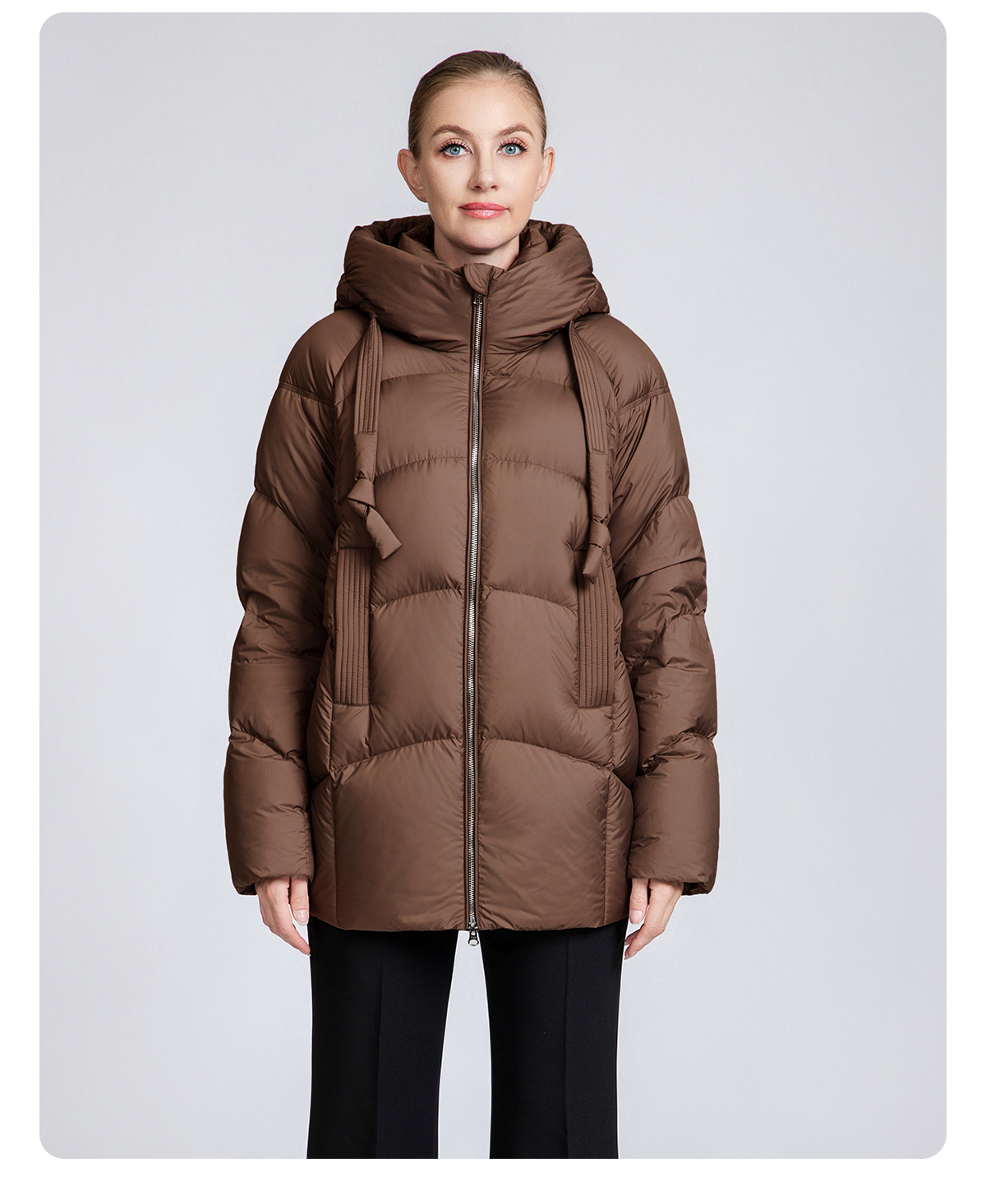 Women's winter 90% duck down short hooded down jacket
