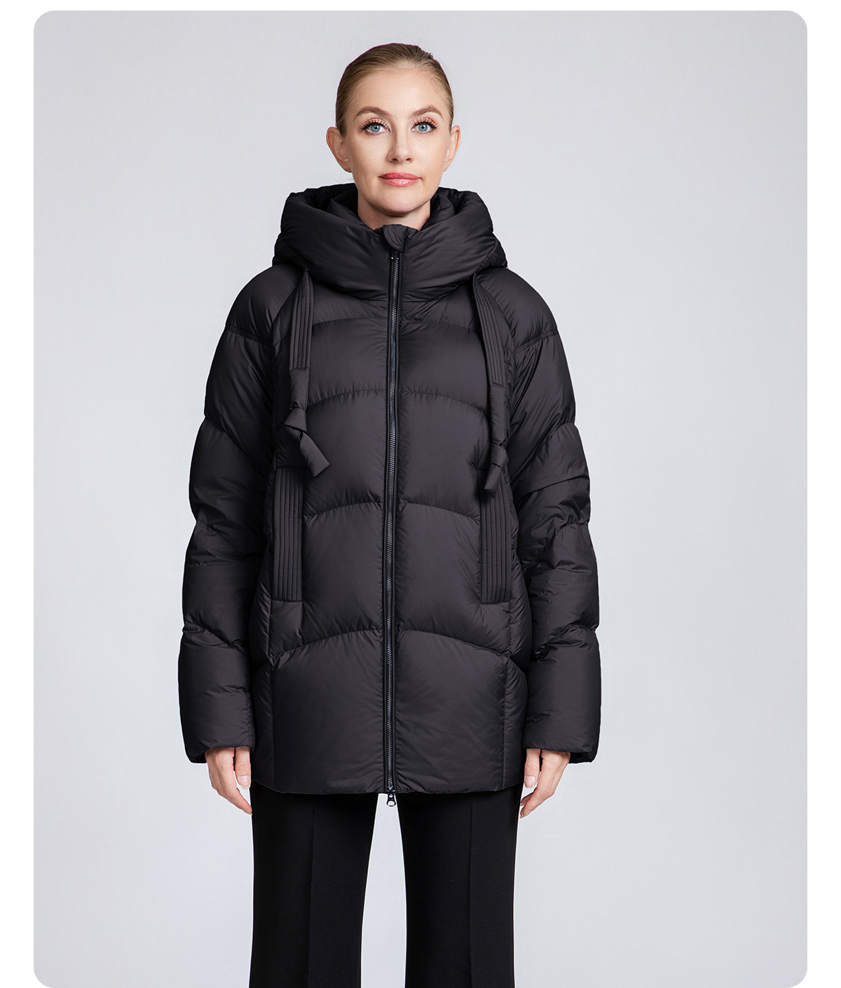 Women's winter 90% duck down short hooded down jacket