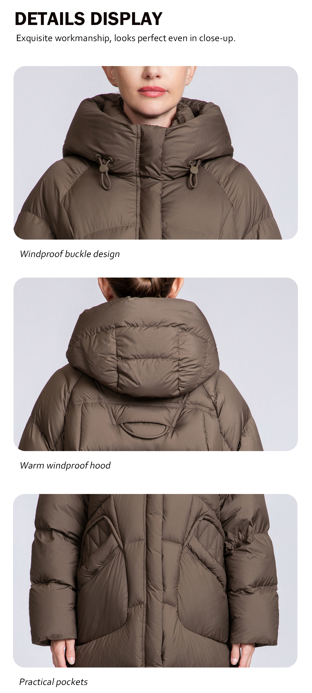 Women's Premium Long Thickened Hooded 90% Duck Down Jacket