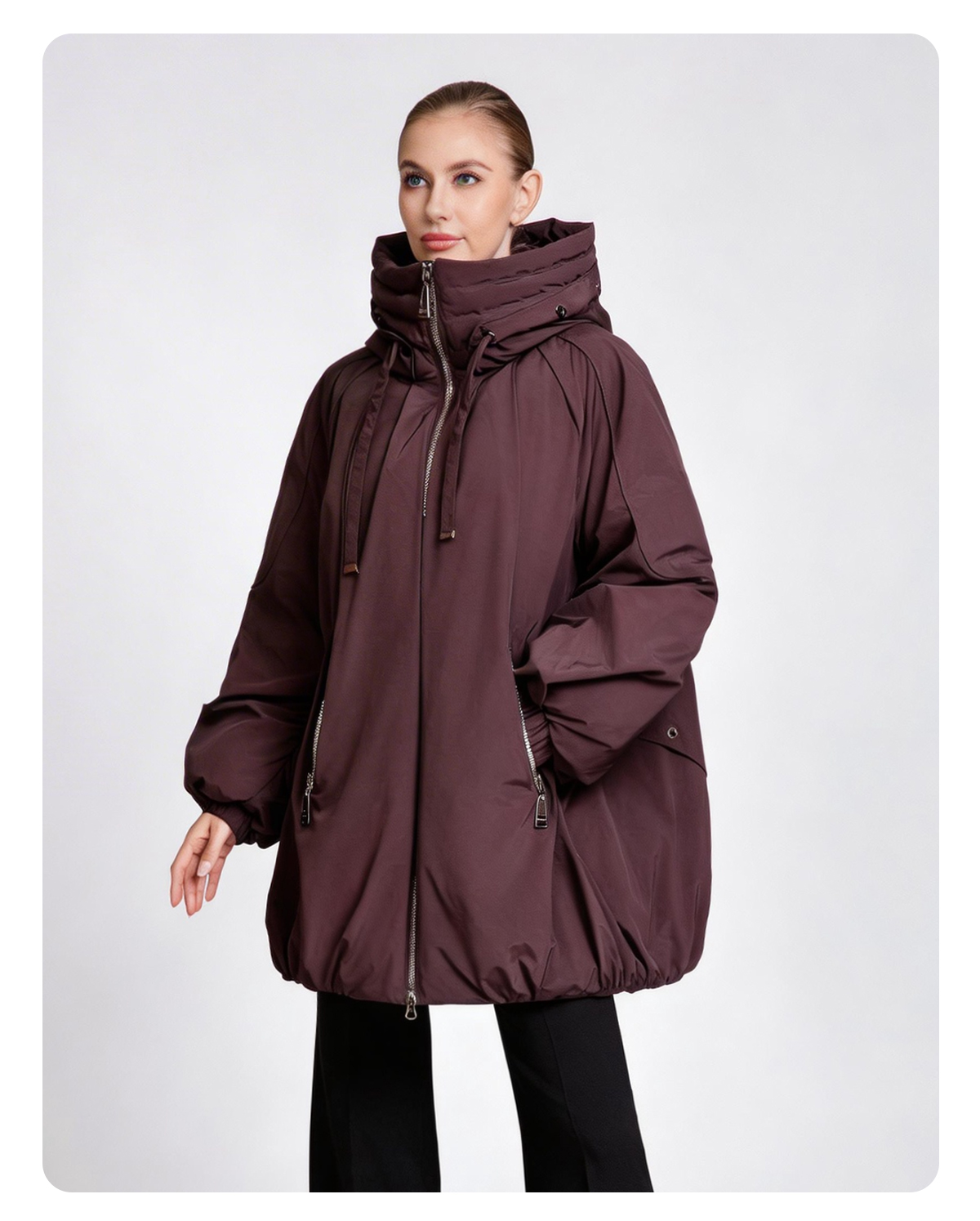 Women's Oversized Hooded 90% Duck Down Jacket – Modern Loose Fit