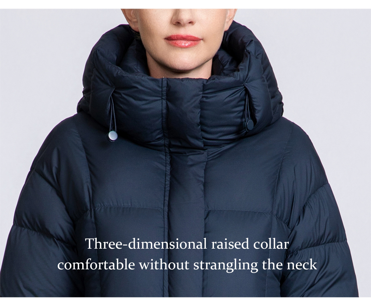 Women's Mid-Length Minimalist 90% Duck Down Hooded Jacket