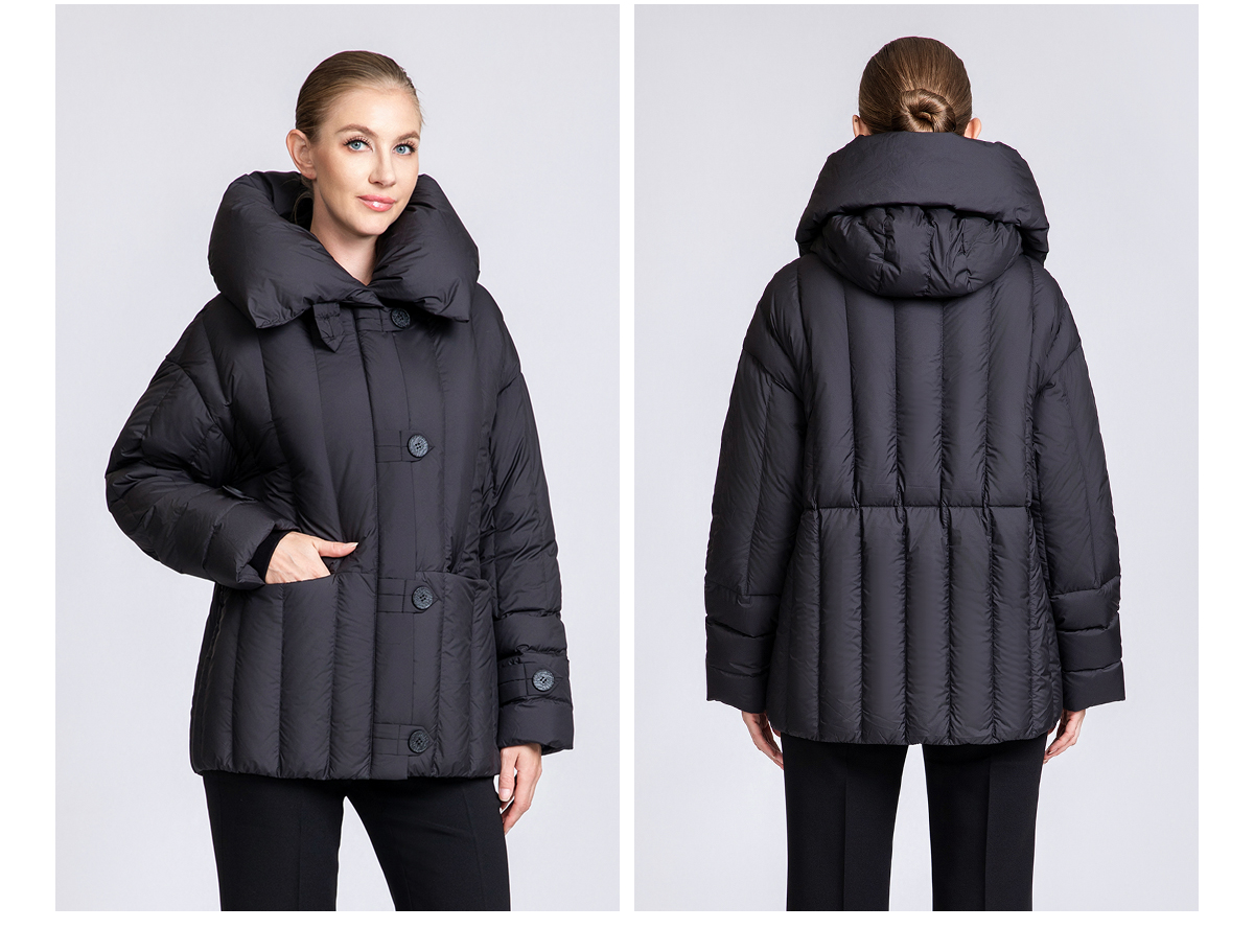 Women's Belted Short Hooded 90% Duck Down Jacket