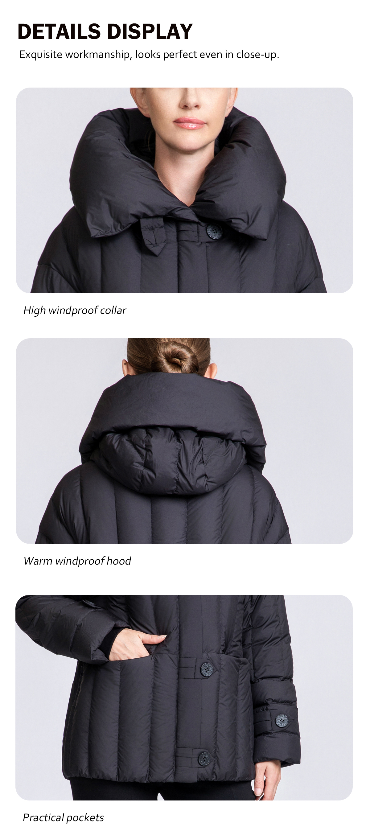 Women's Belted Short Hooded 90% Duck Down Jacket