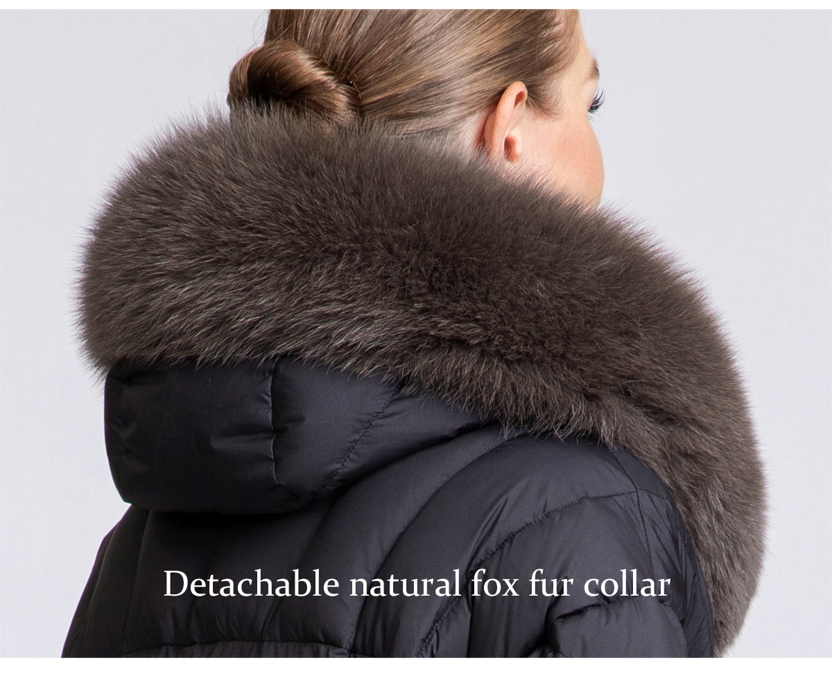 Women's Short Hooded 90% Duck Down Jacket with Fur Collar
