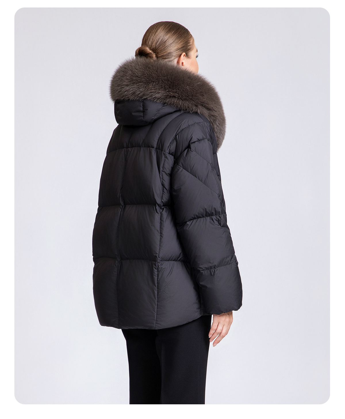 Women's Short Hooded 90% Duck Down Jacket with Fur Collar