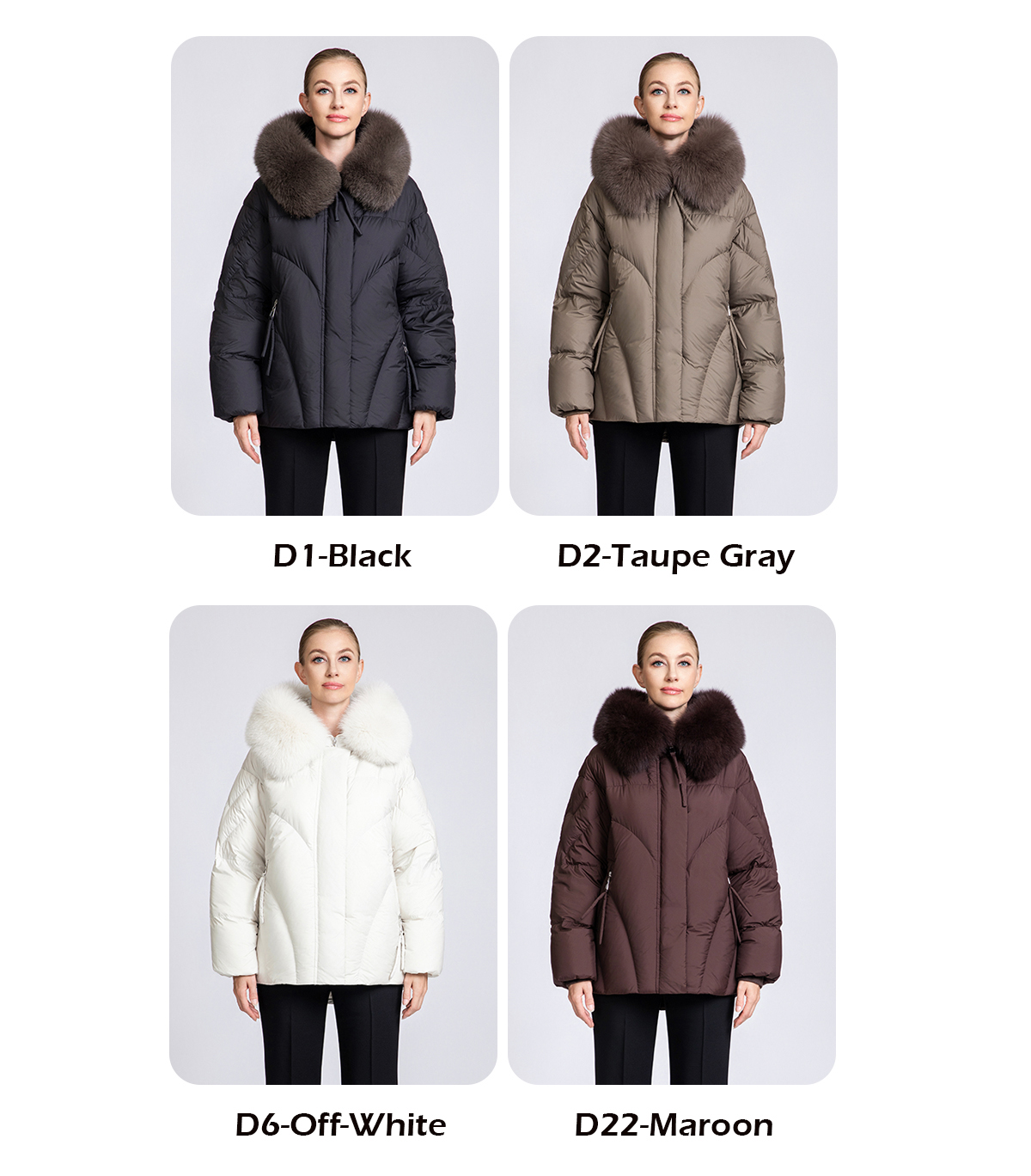 Women's Short Hooded 90% Duck Down Jacket with Fur Collar