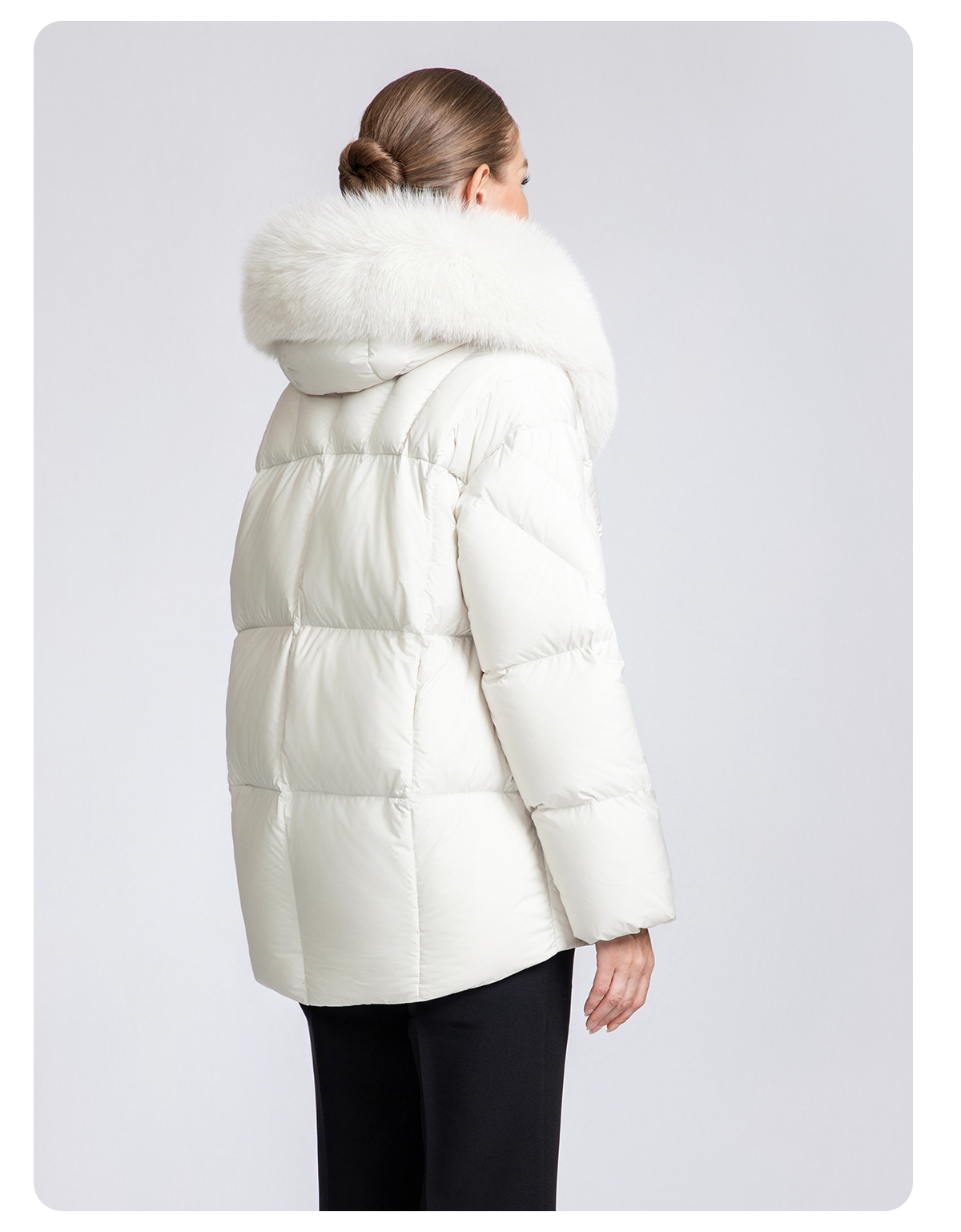 Women's Short Hooded 90% Duck Down Jacket with Fur Collar