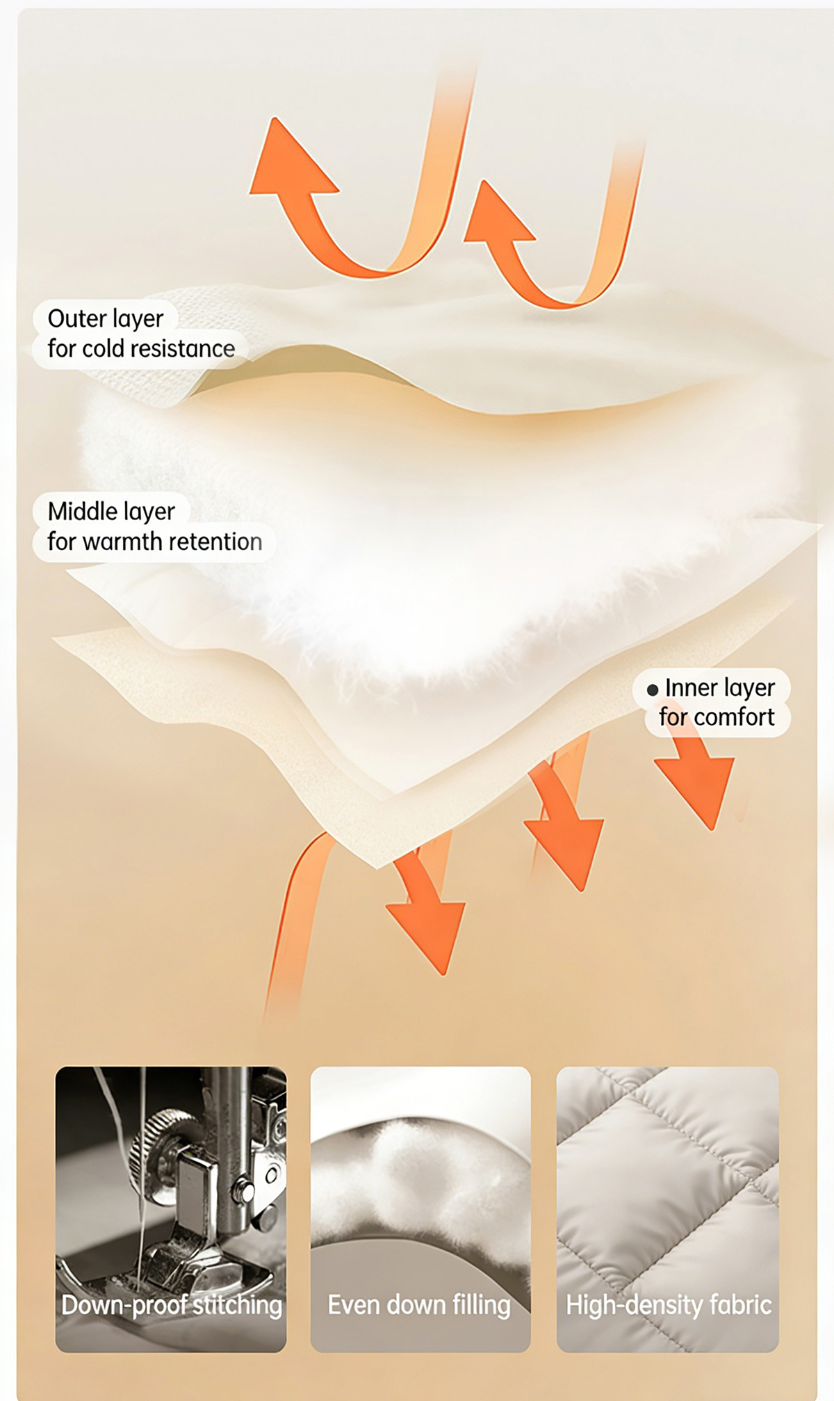 Women's Mid-Length Box Quilted 90% Duck Down Hooded Jacket