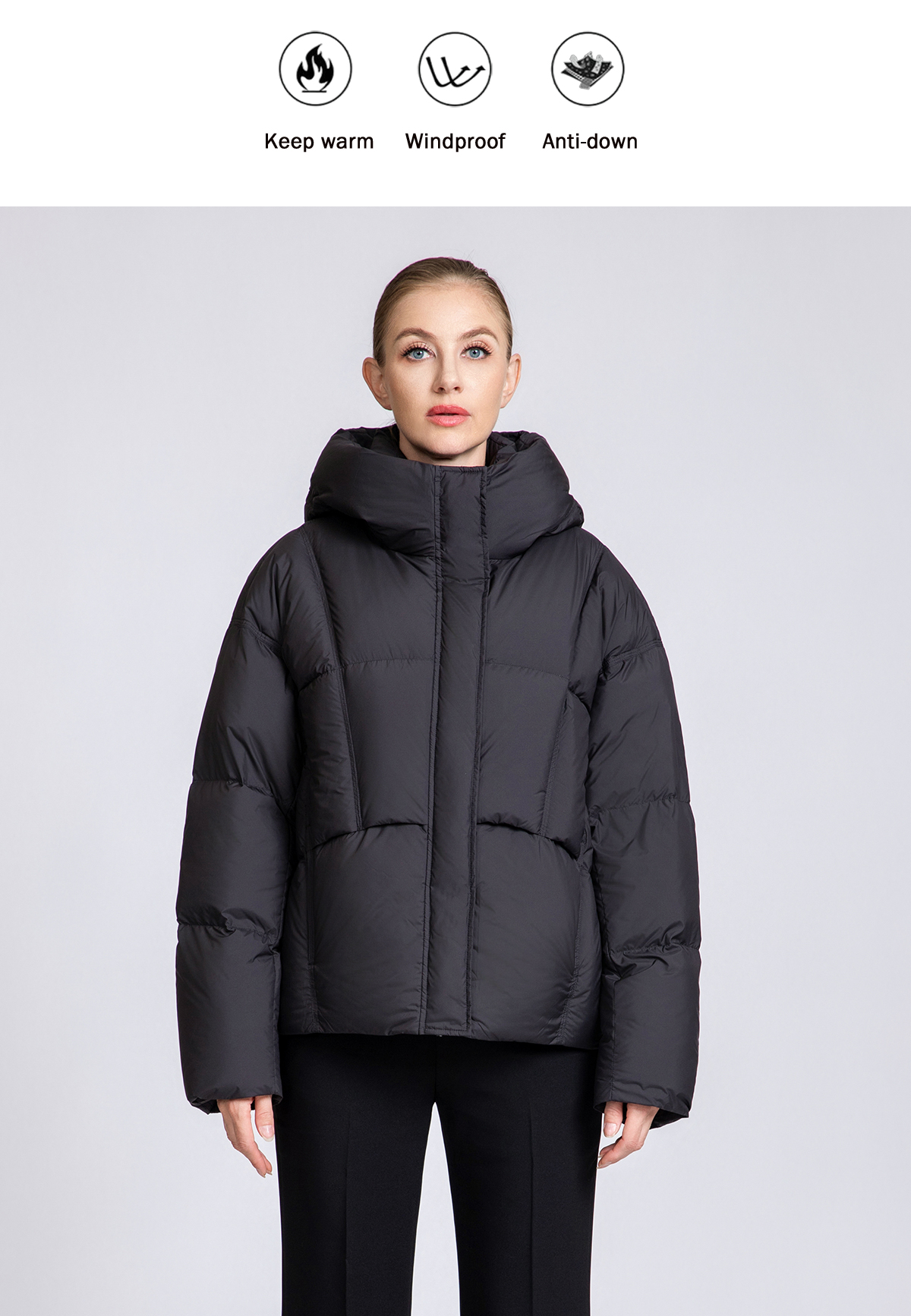 Women's winter fashion short thickened duck down coat