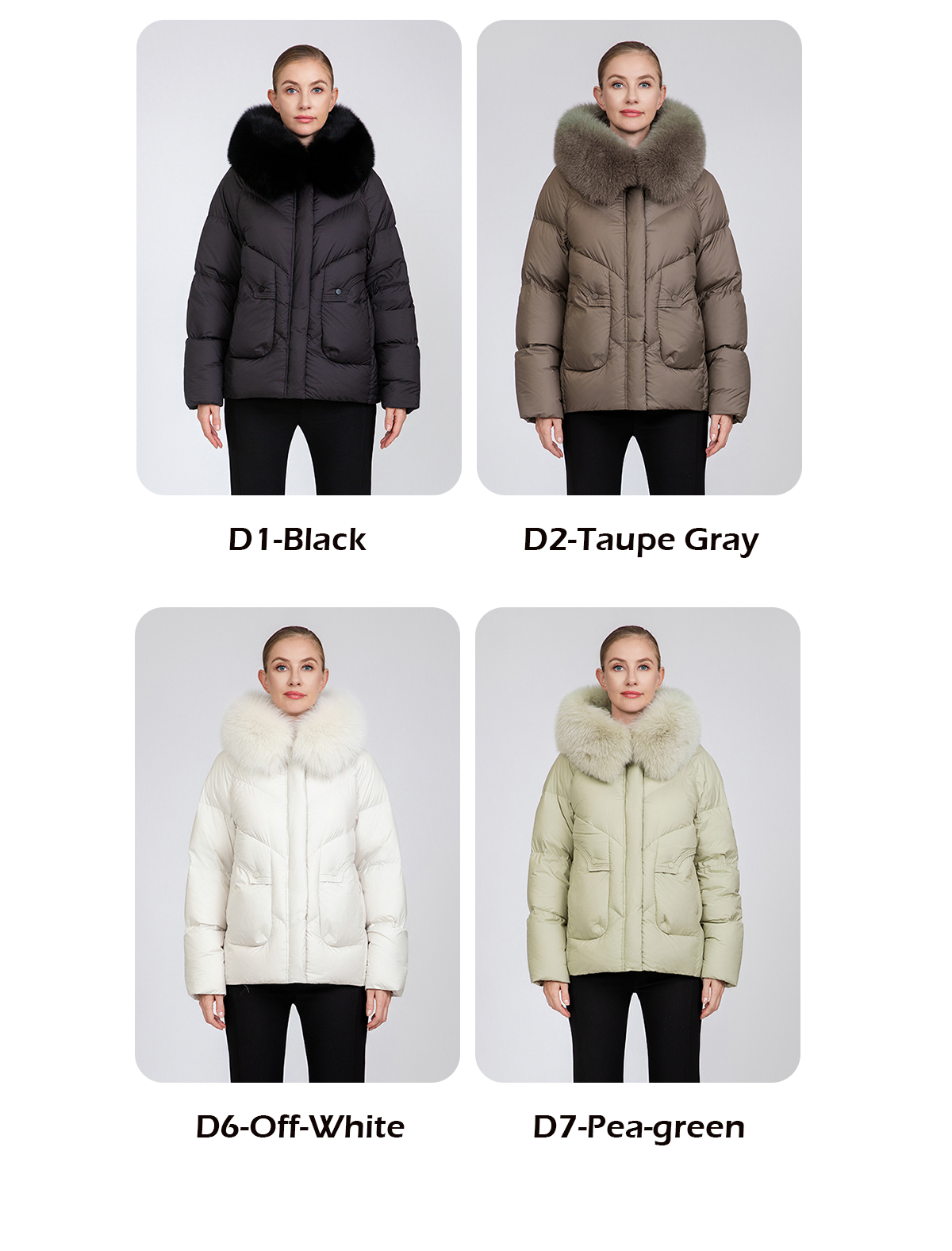 Women's Warm Short Fox Fur Collar Down Jacket