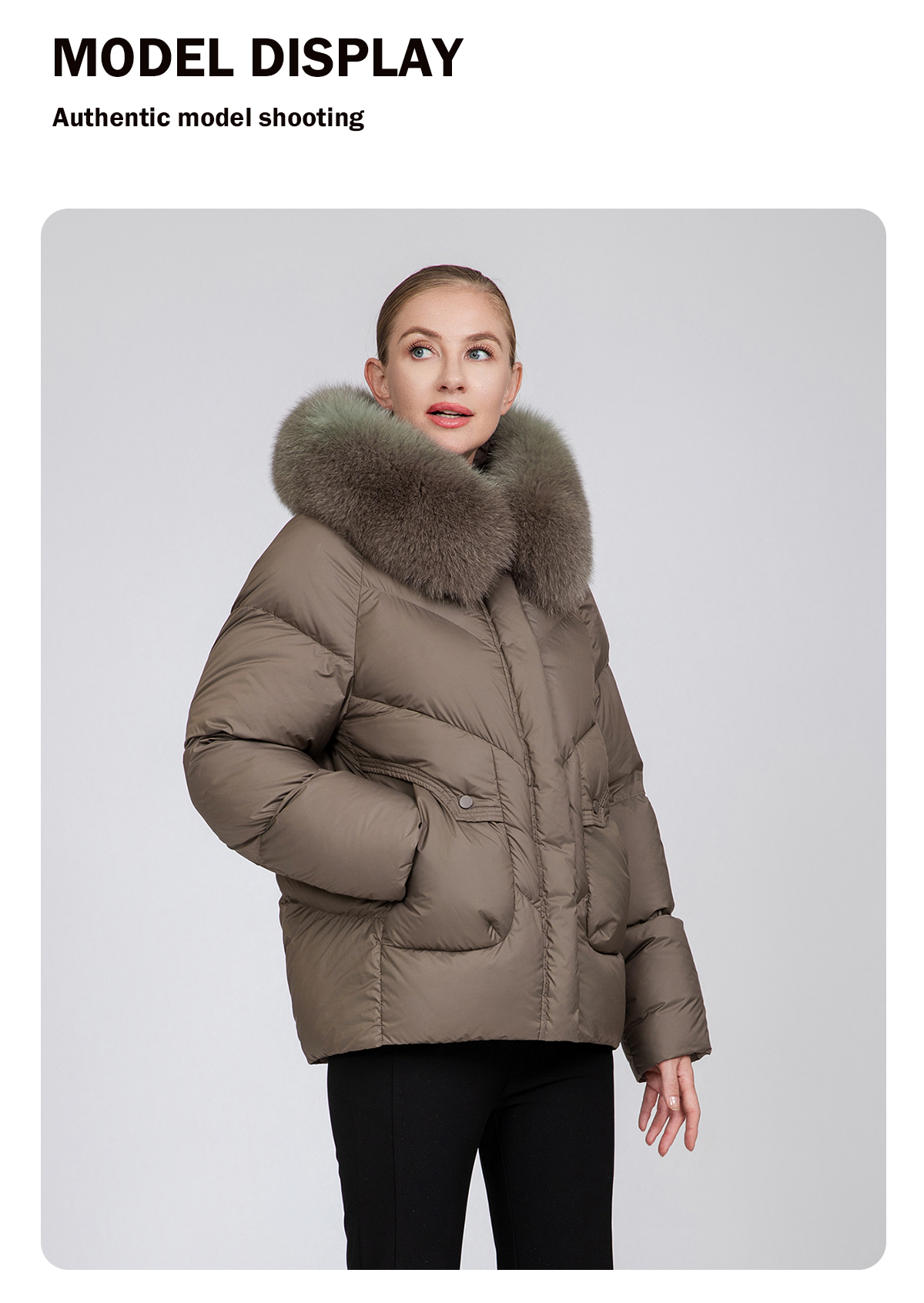 Women's Warm Short Fox Fur Collar Down Jacket