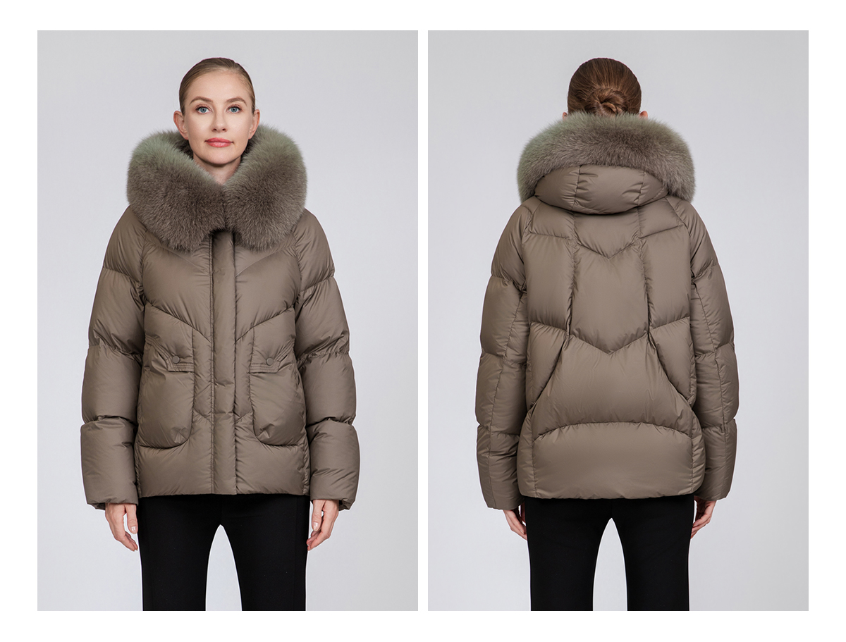 Women's Warm Short Fox Fur Collar Down Jacket