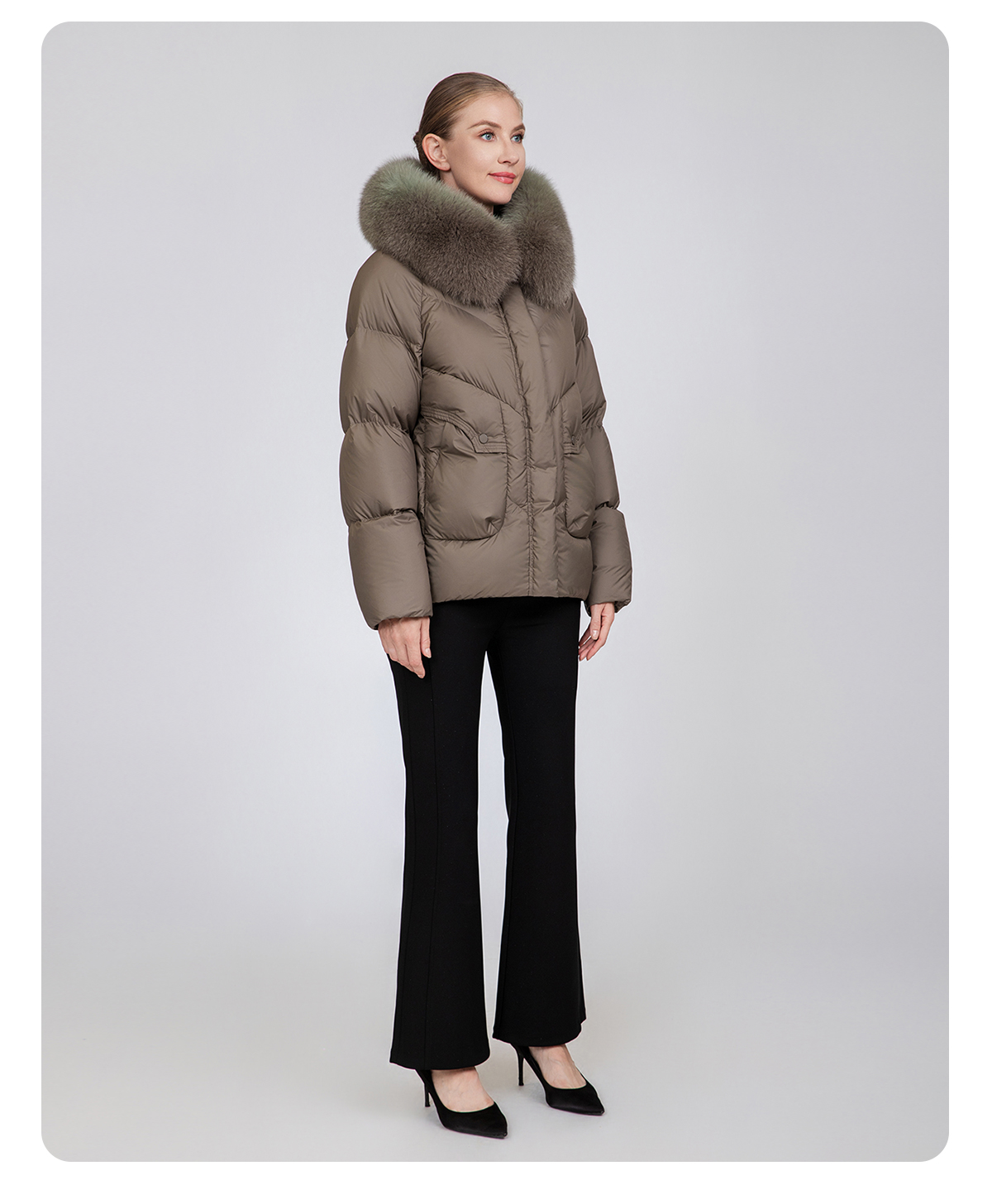 Women's Warm Short Fox Fur Collar Down Jacket