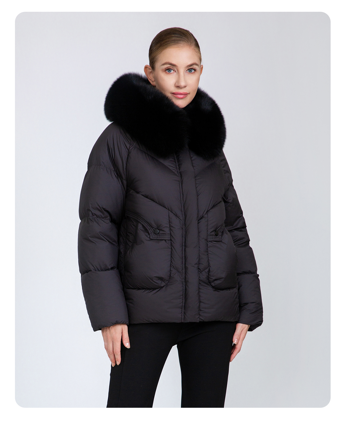 Women's Warm Short Fox Fur Collar Down Jacket