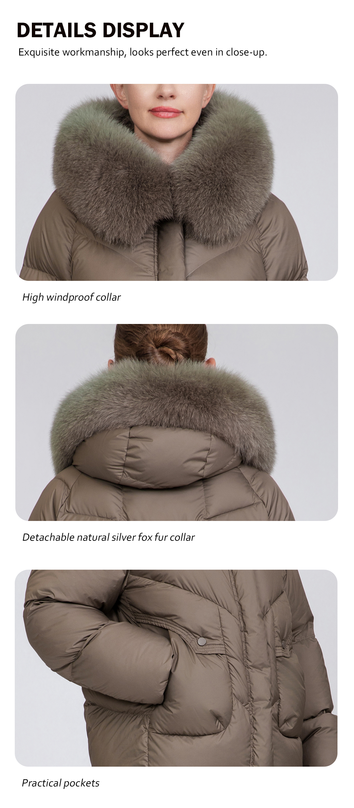 Women's Warm Short Fox Fur Collar Down Jacket