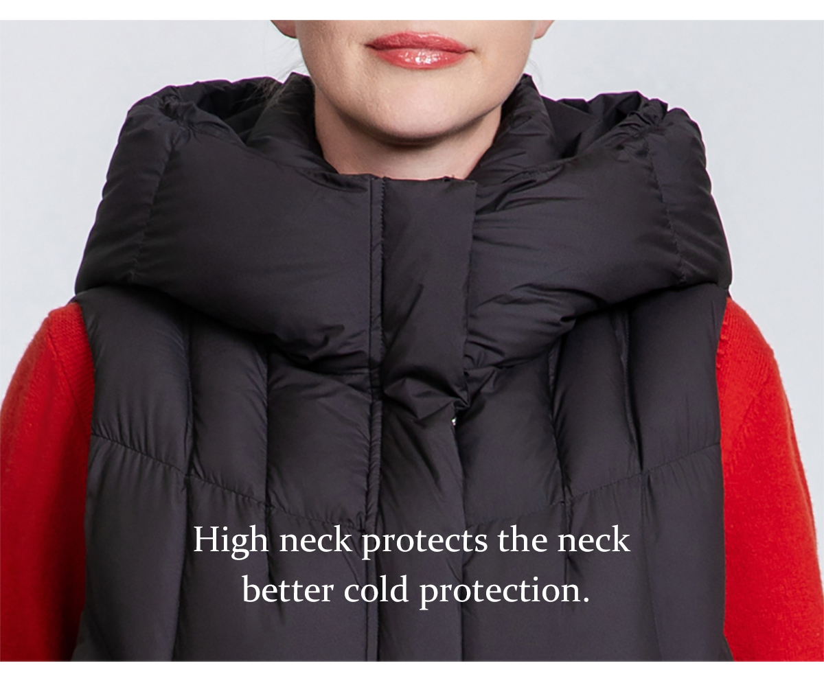 Women's thickened hooded down vest.
