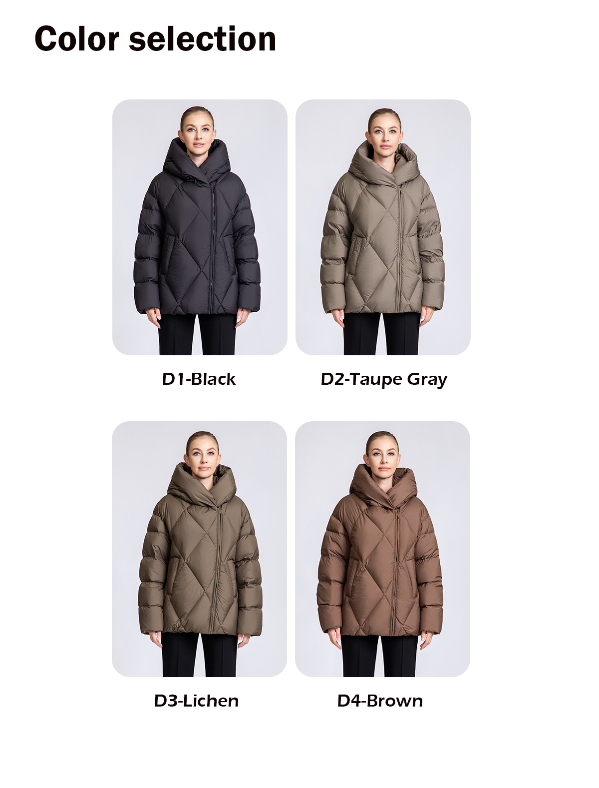 Women's thickened short hooded down jacket.