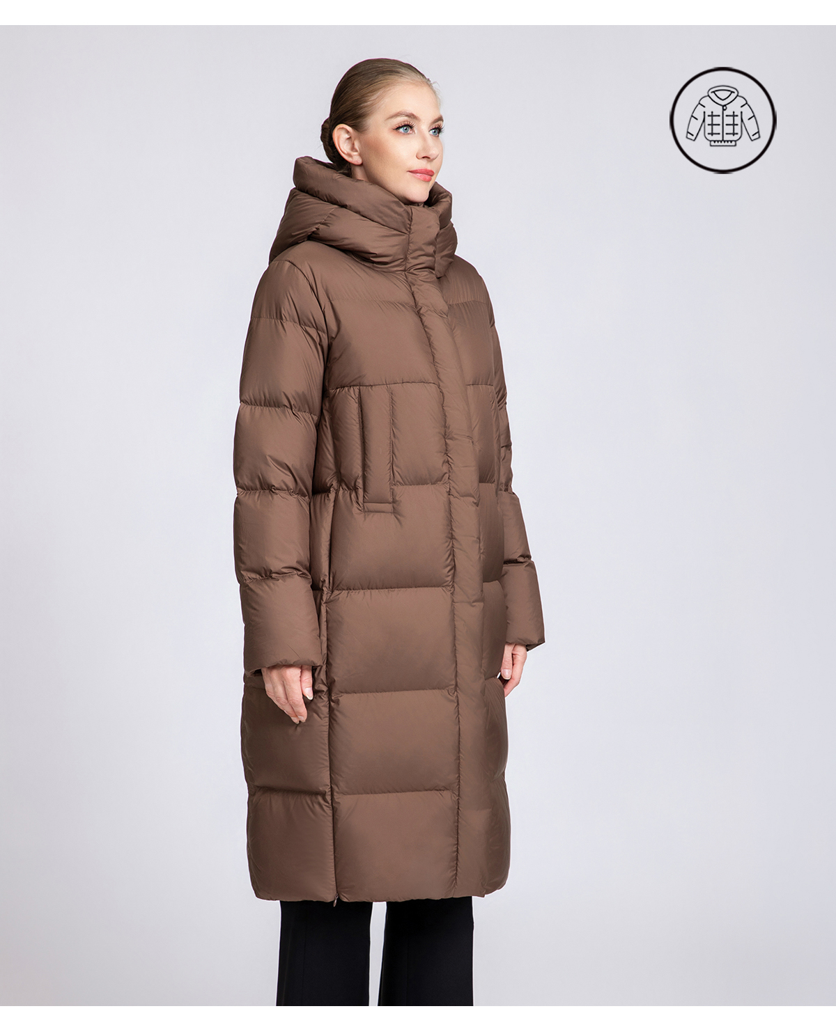 Women's long hooded thickened down jacket