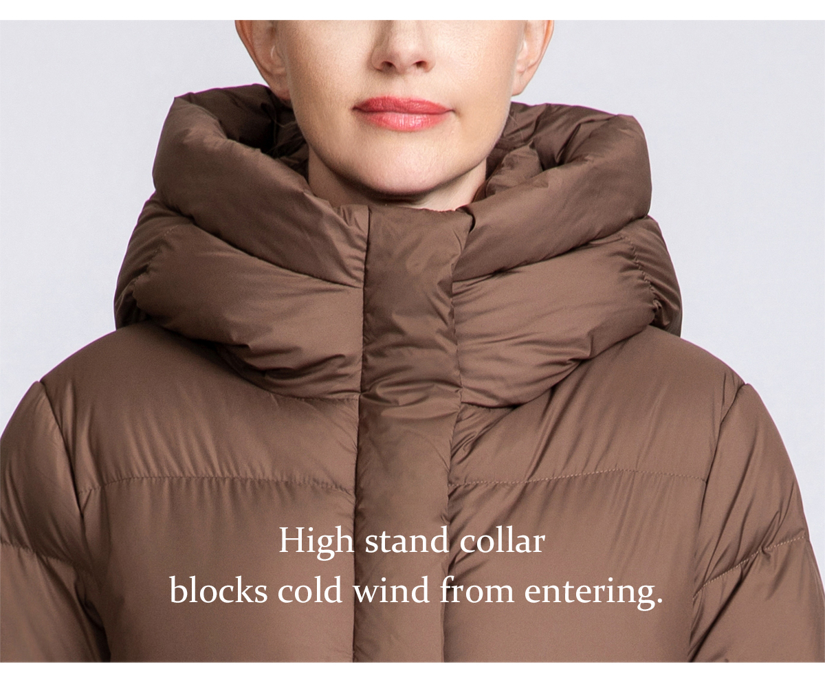 Women's long hooded thickened down jacket