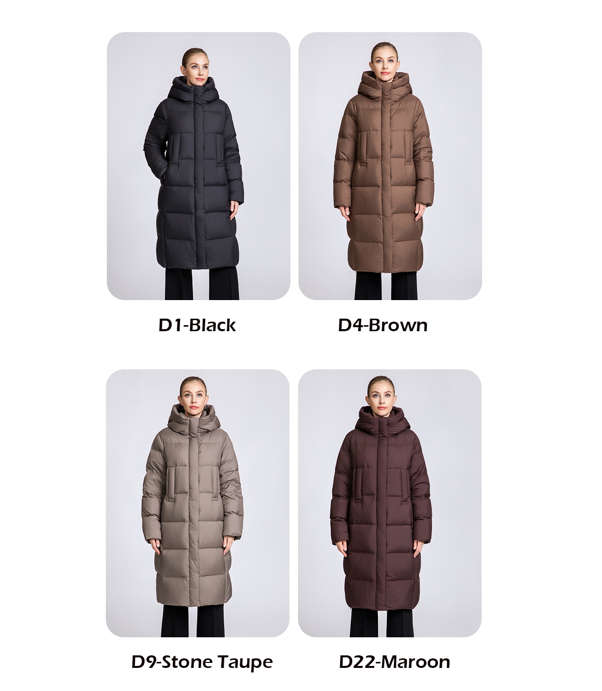Women's long hooded thickened down jacket