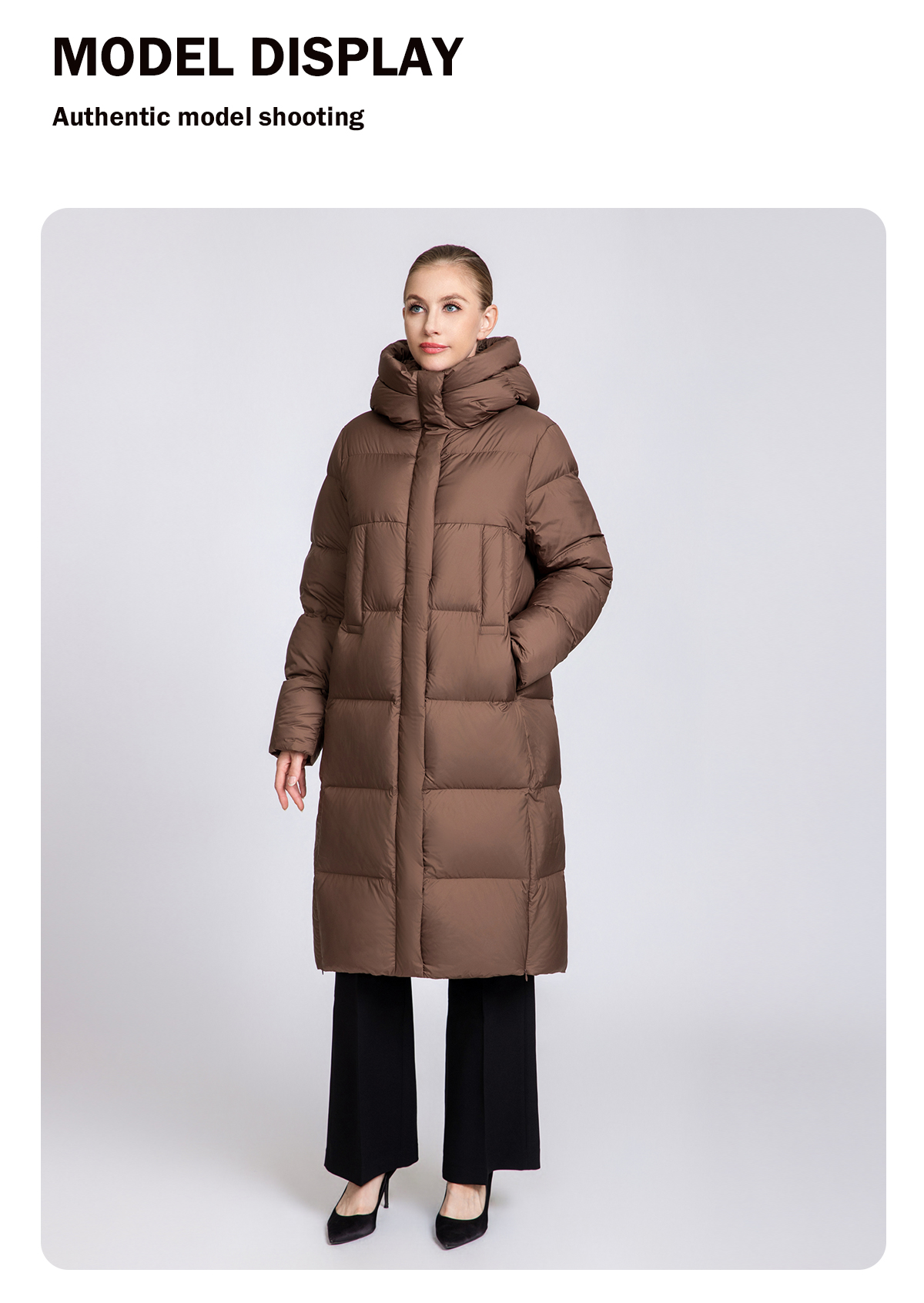 Women's long hooded thickened down jacket