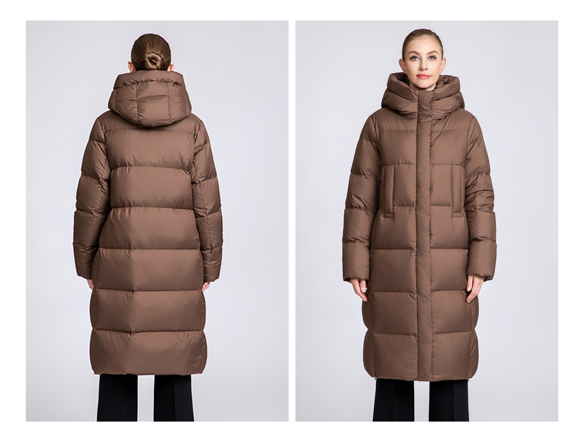 Women's long hooded thickened down jacket