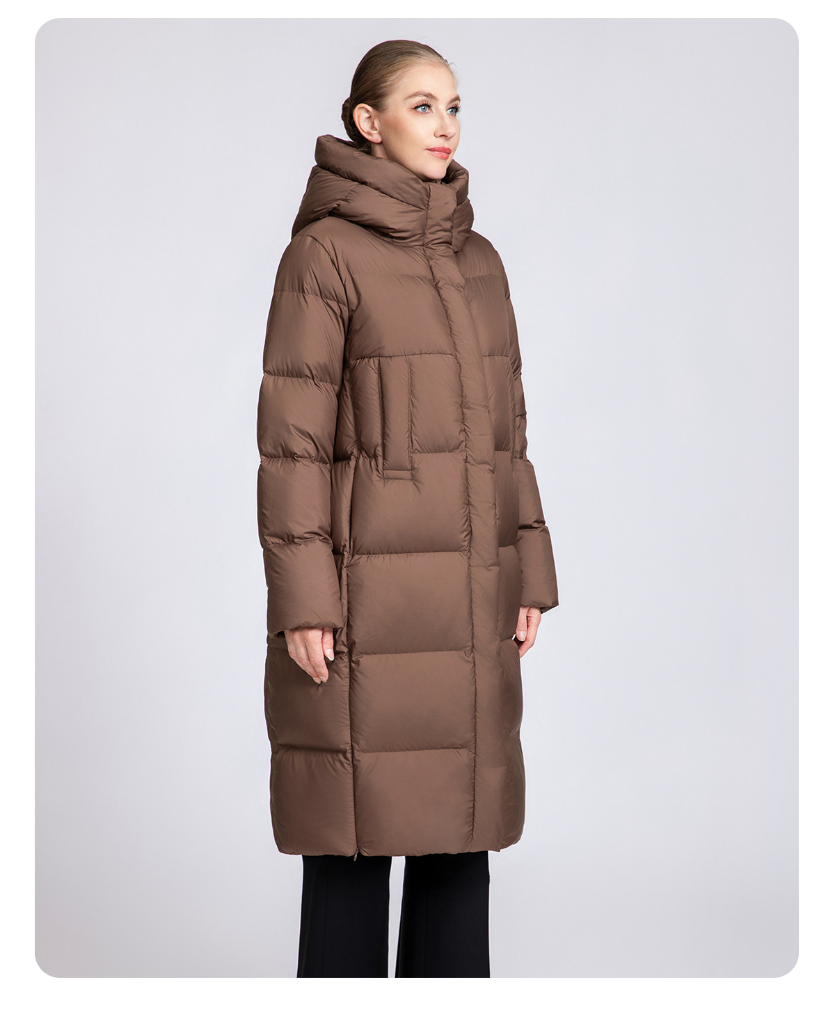 Women's long hooded thickened down jacket