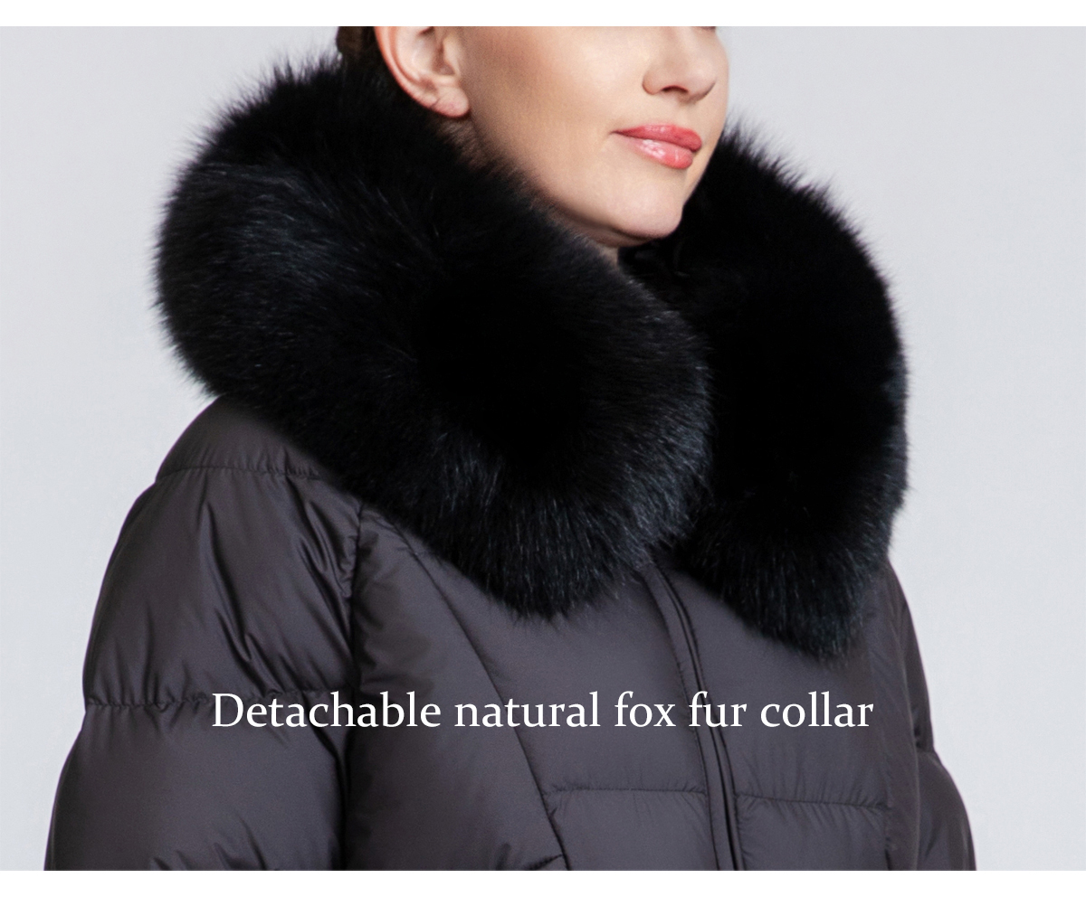 Short down jacketwith fox fur collar