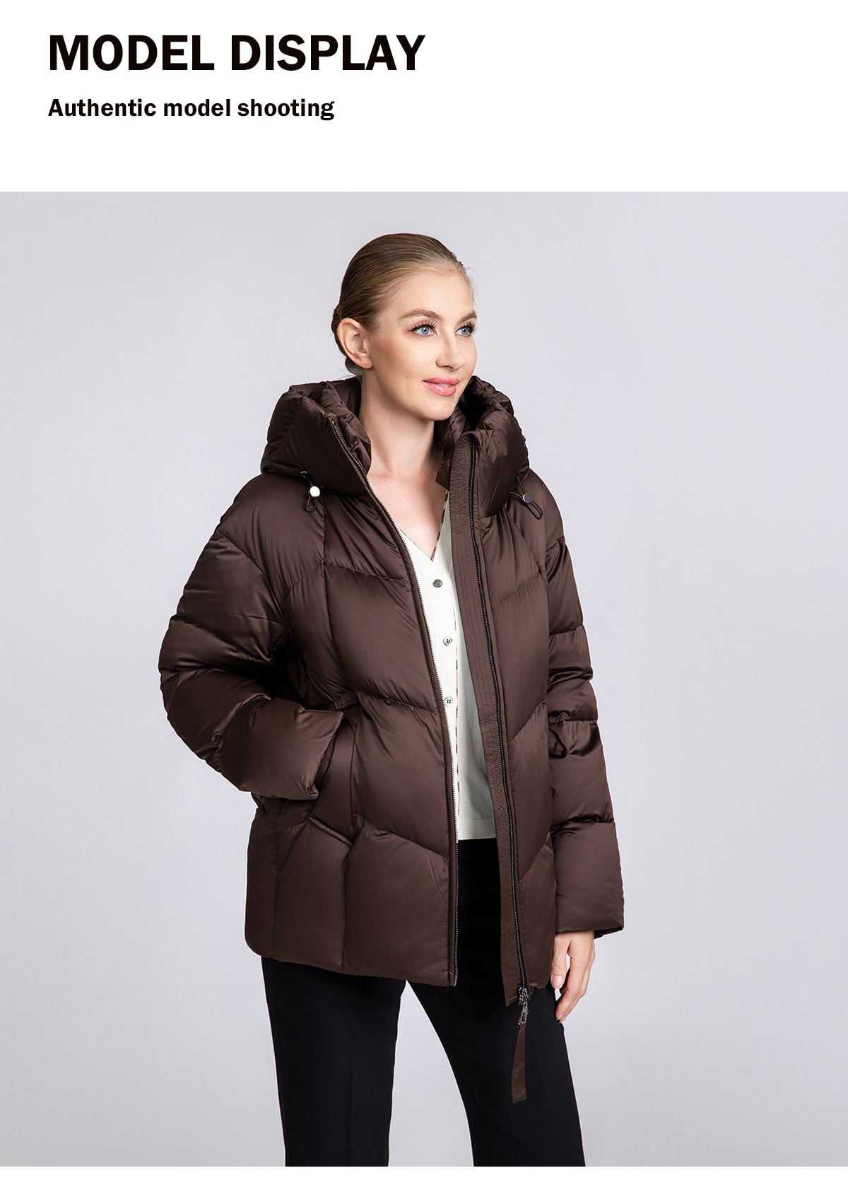 Women's 90% Duck Down Puffer Jacket with Hood