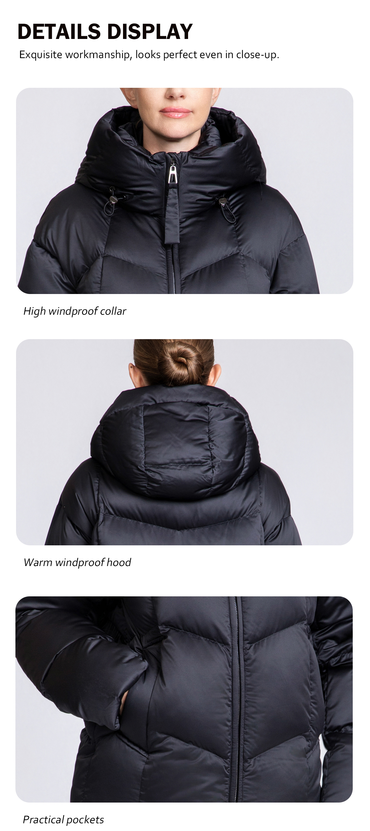 Women's 90% Duck Down Puffer Jacket with Hood