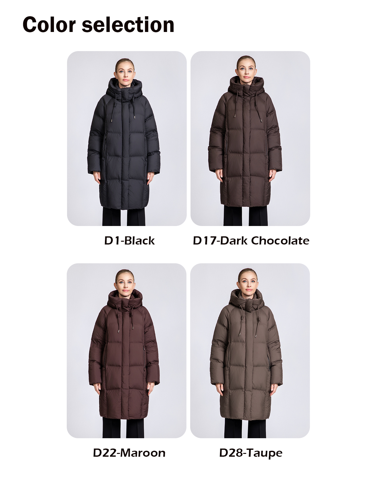 Women's Long Hooded 90% Duck Down Puffer Coat
