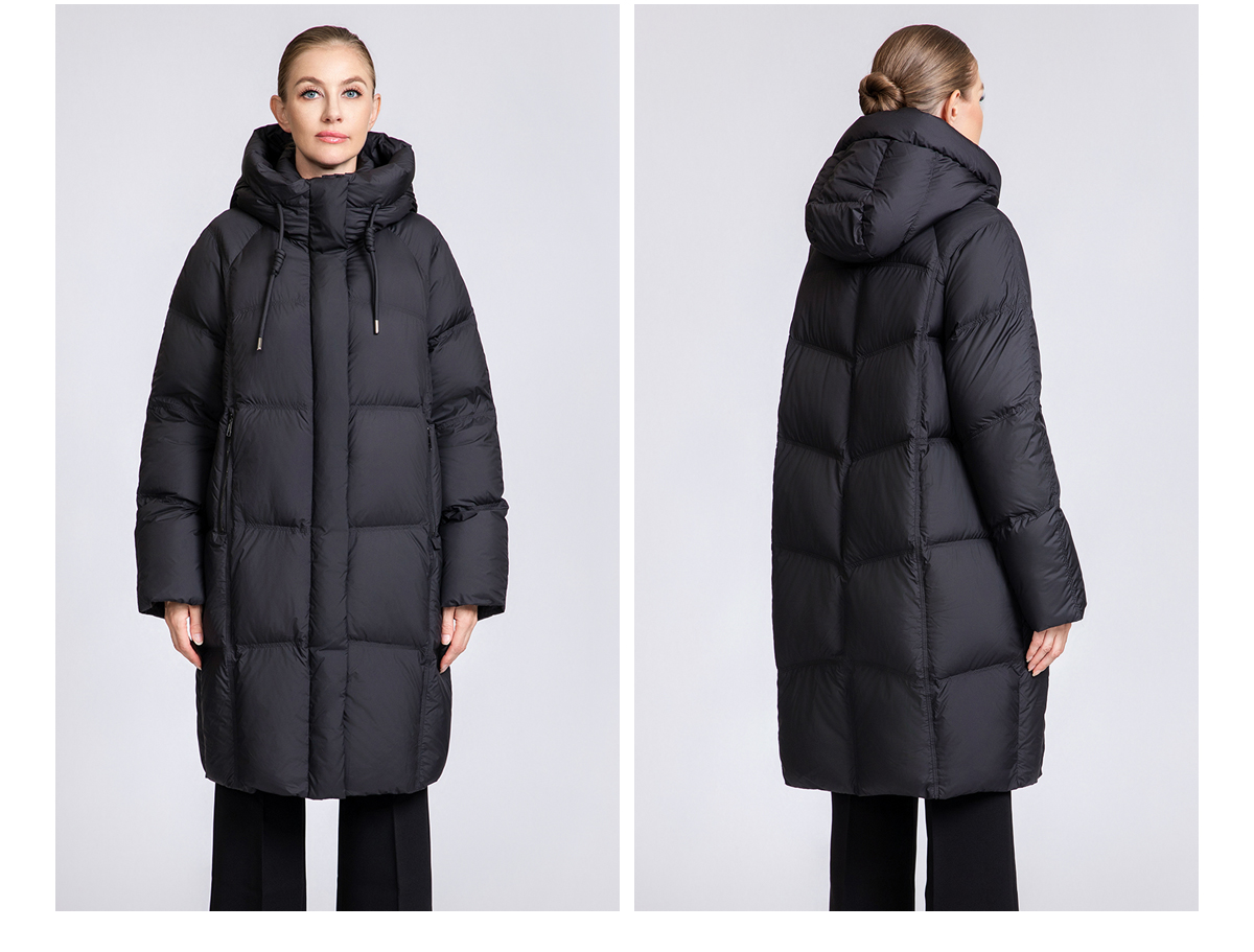 Women's Long Hooded 90% Duck Down Puffer Coat