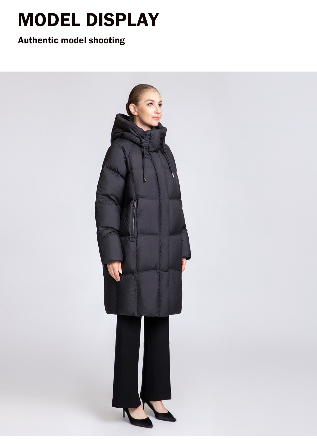 Women's Long Hooded 90% Duck Down Puffer Coat