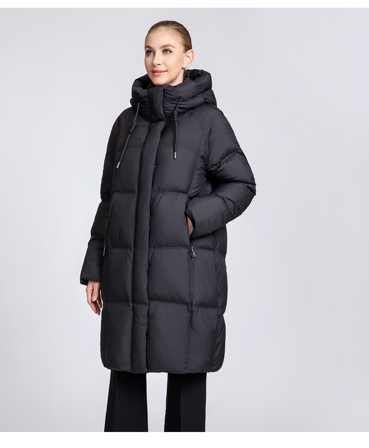 Women's Long Hooded 90% Duck Down Puffer Coat