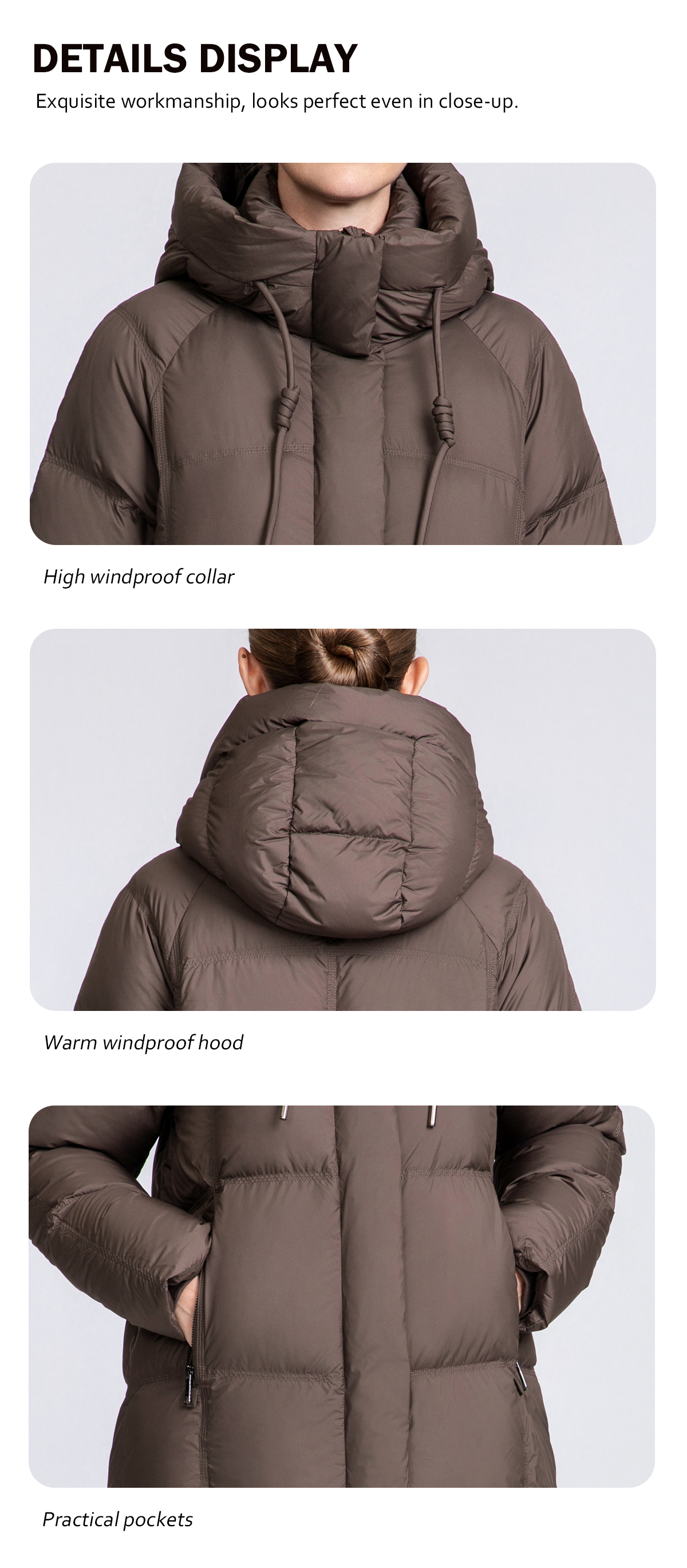 Women's Long Hooded 90% Duck Down Puffer Coat