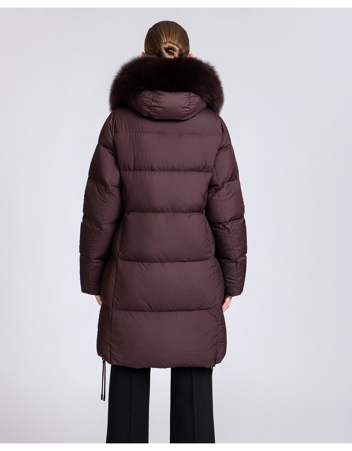 Women's Mid-Length 90% Duck Down Coat with Detachable Fox Fur Collar