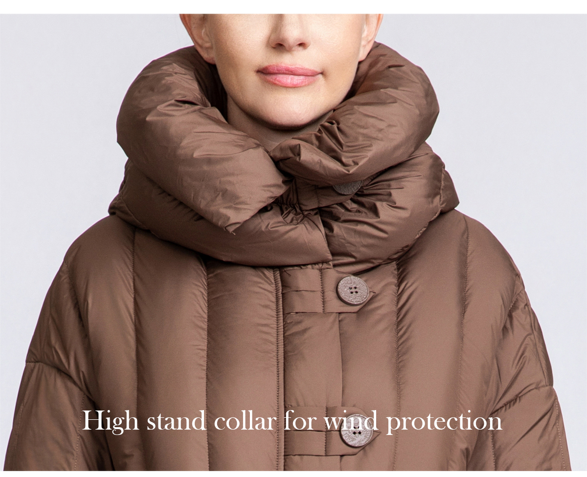 Women's 90% Duck Down Long Puffer Coat with Detachable Belt