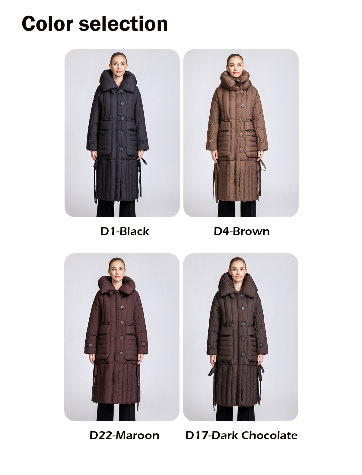 Women's 90% Duck Down Long Puffer Coat with Detachable Belt