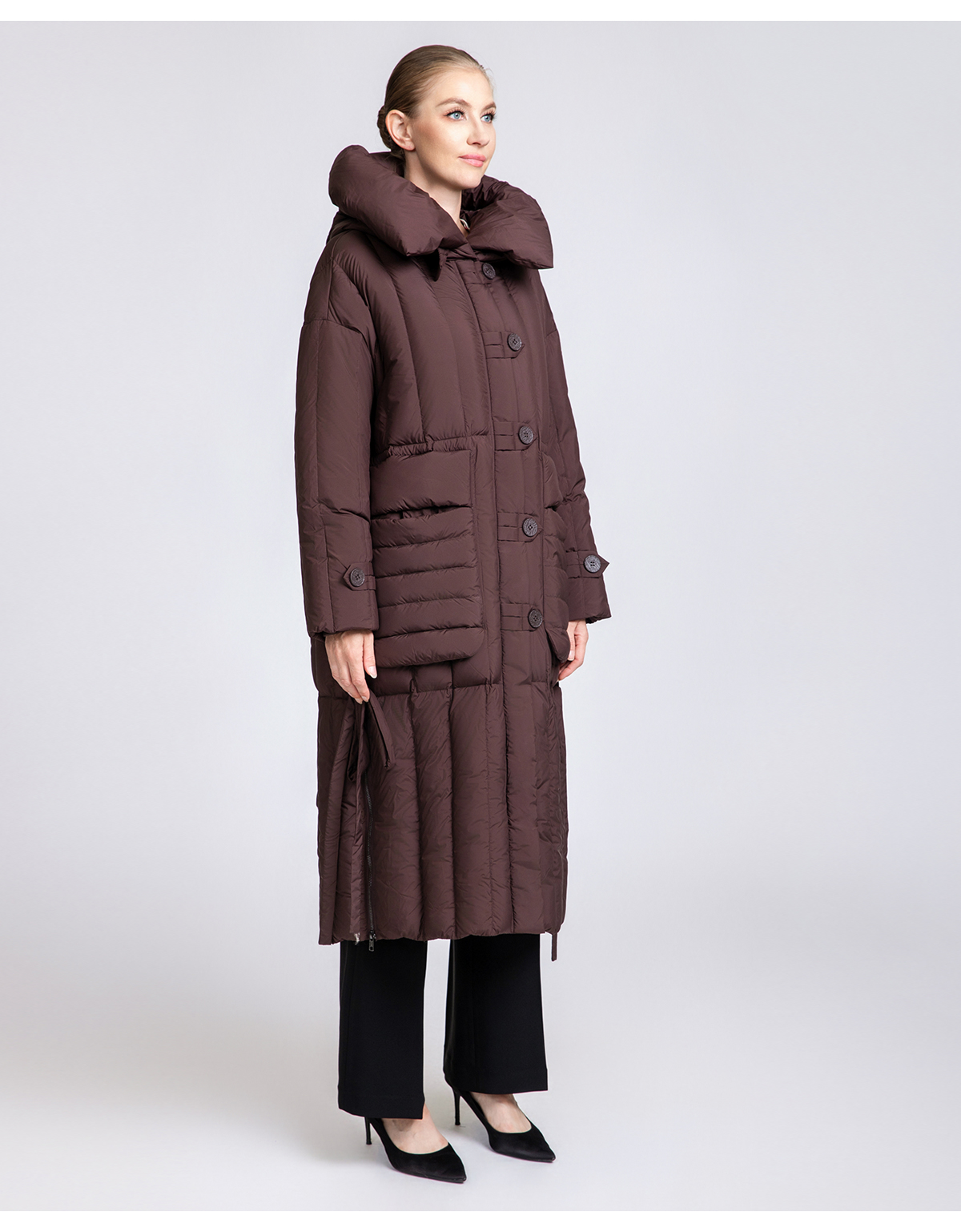 Women's 90% Duck Down Long Puffer Coat with Detachable Belt