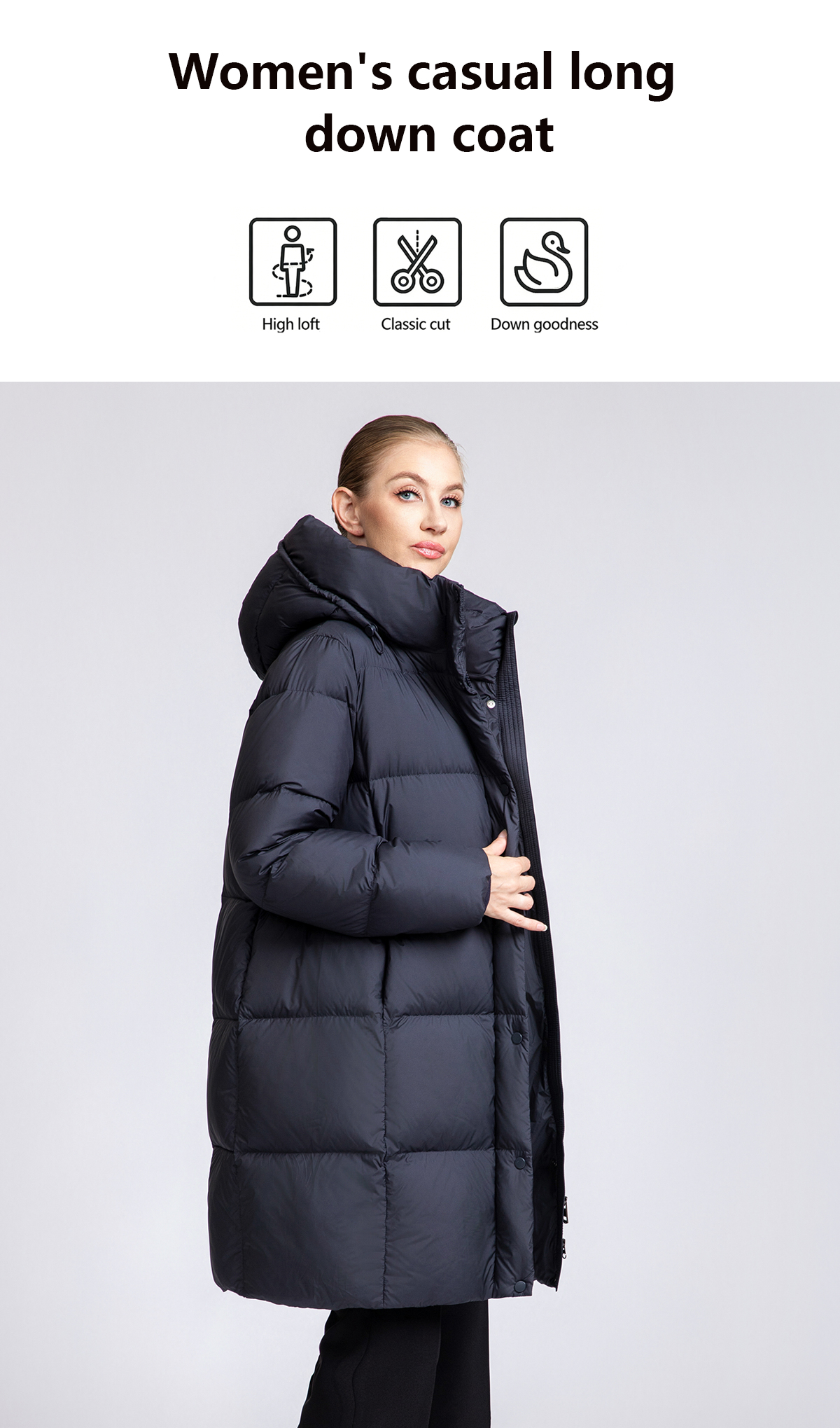 Women's 90% Duck Down Long Puffer Coat