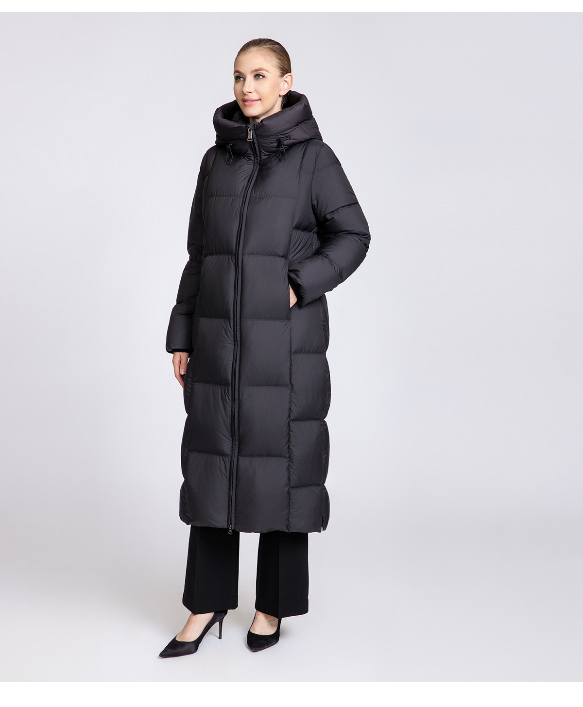 Knee-length extra-thick winter down coat