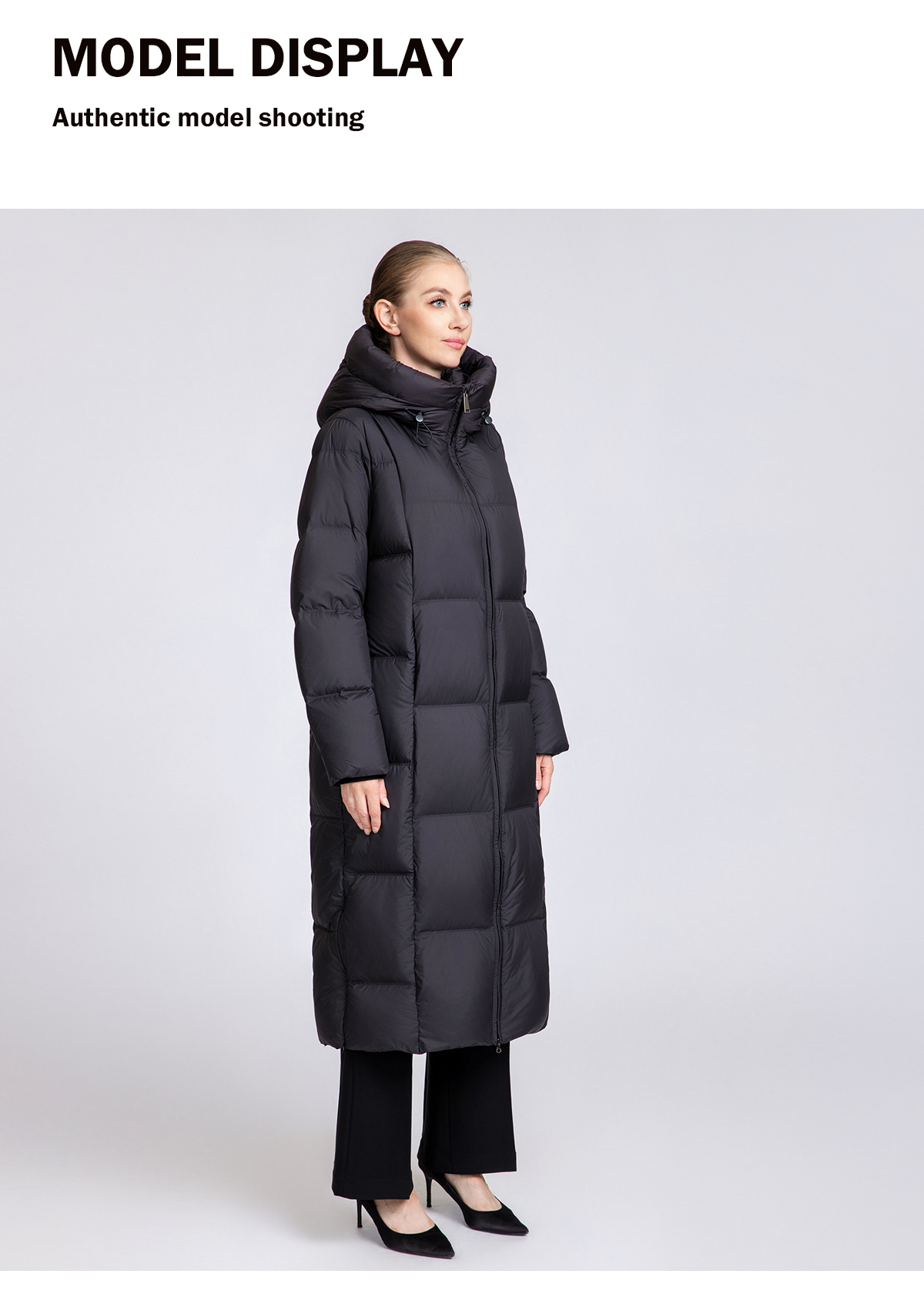 Knee-length extra-thick winter down coat