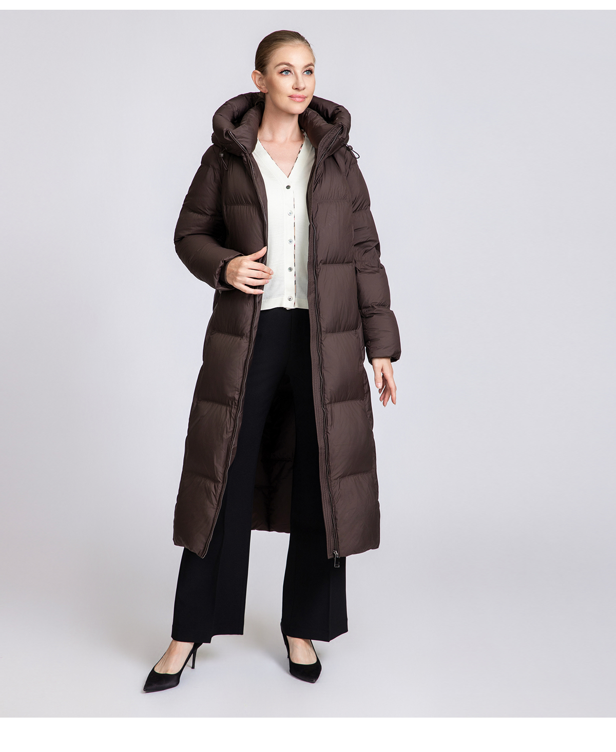 Knee-length extra-thick winter down coat