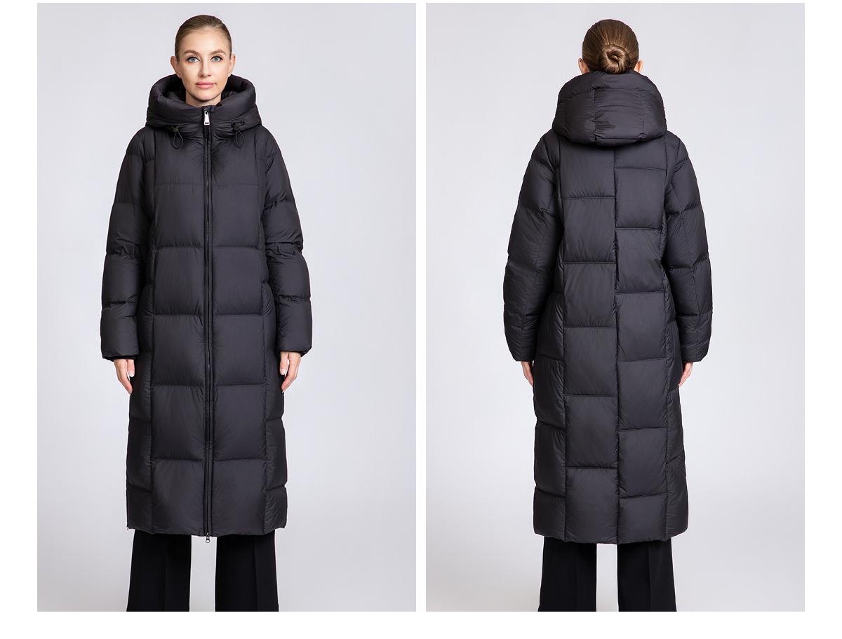 Knee-length extra-thick winter down coat