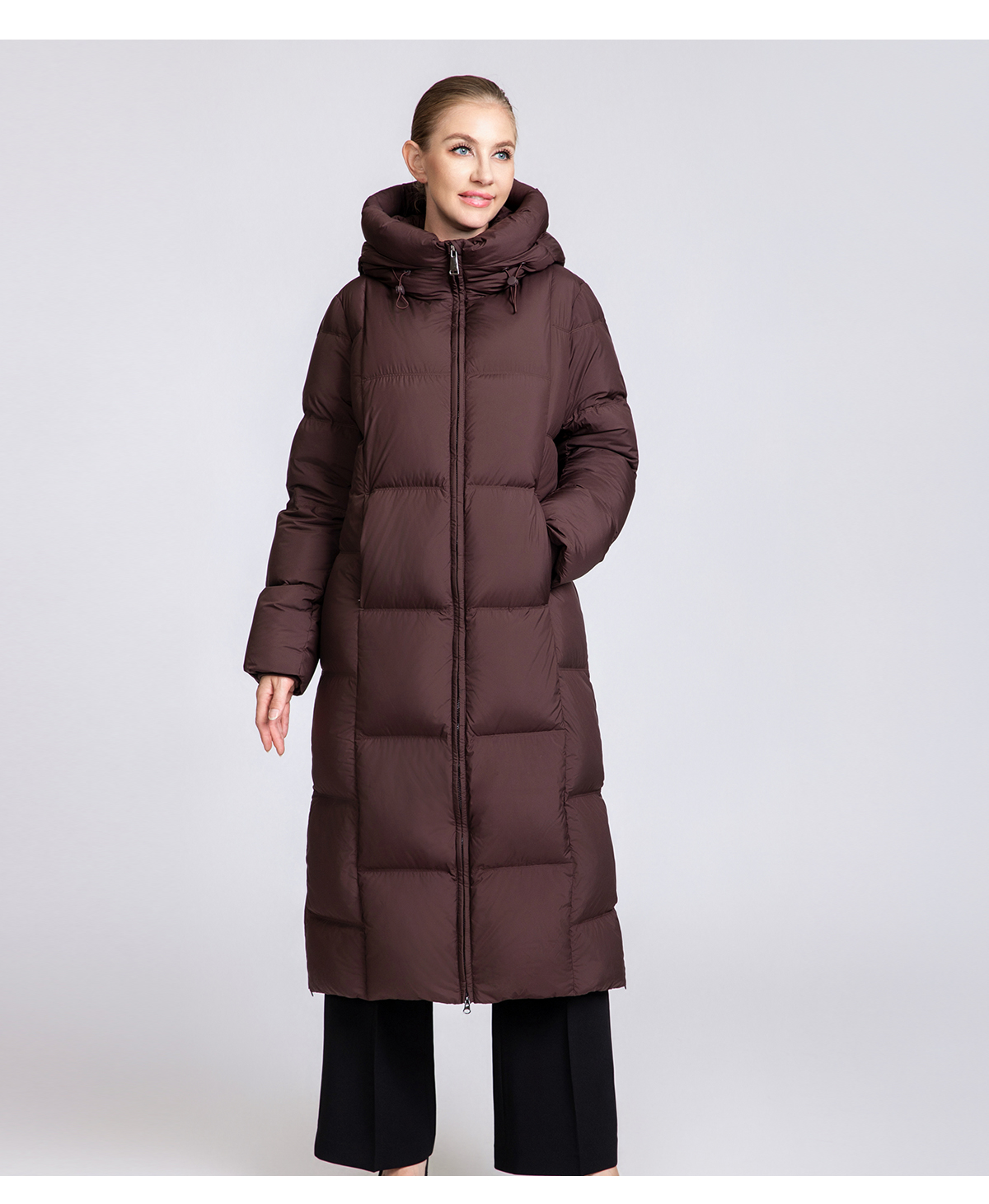 Knee-length extra-thick winter down coat