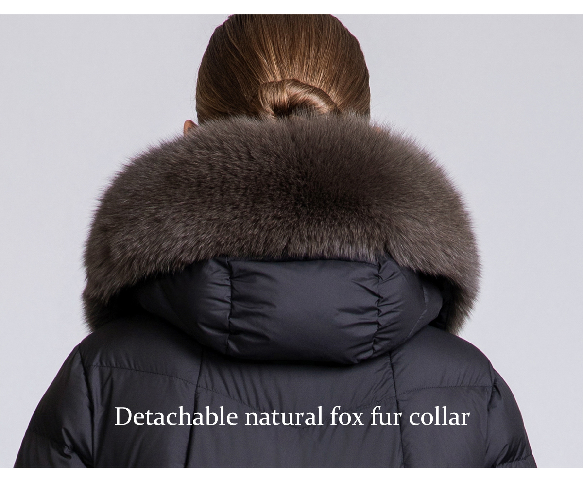 Women's 90% Duck Down Short Puffer Coat with Detachable Fox Fur