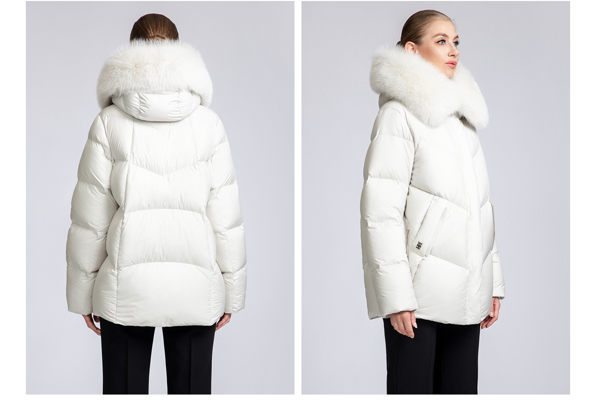 Women's 90% Duck Down Short Puffer Coat with Detachable Fox Fur